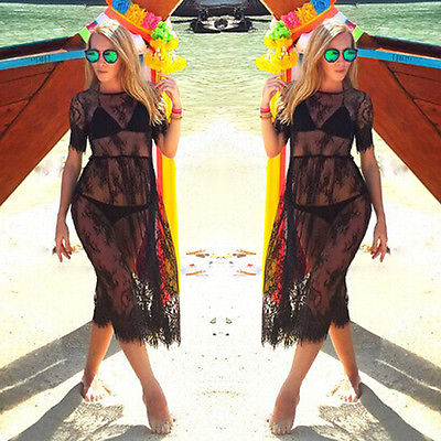 Black Sheer Sexy Beach Cover Up