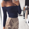 off shoulder crop top t shirts