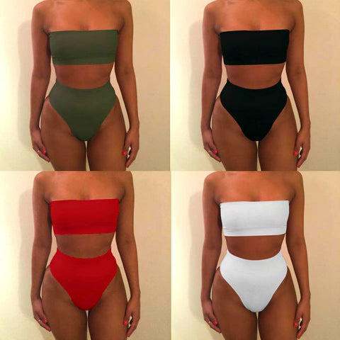 Sexy High Waist Bikini Bandeau Women